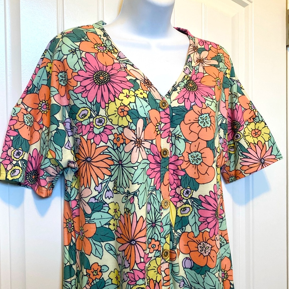 BOMBOM Floral Button Down Dress M - Picture 3 of 7